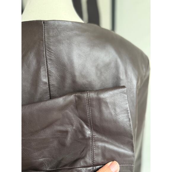 Style & Co. Chocolate Brown Genuine Leather Jacket – Women’s 18W - Picture 14 of 15